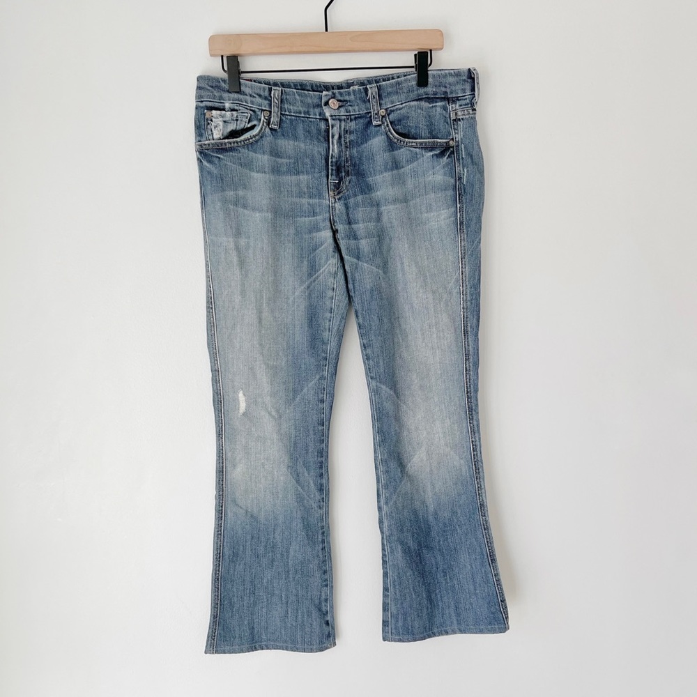 7 For All Mankind 7FAM "A" Pocket Bootcut Wide Flare Leg Jeans Blue Size 30 - Picture 11 of 16